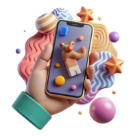 wonderful abstract Hand Holding Smartphone with Animal Tracking App Cutout Front View png