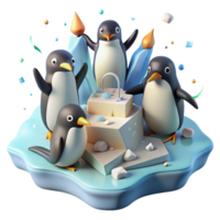 wonderful rustic Group of Penguins on Ice Floe Cutout authentic png