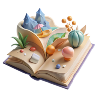elegant minimalist Open Book with Nature Scene Inside Isolated high quality png