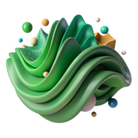 impressive abstract Modern Green Wave Pattern Isolated Element authentic png