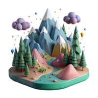 elegant creative Mountain Landscape with Forest Isolated with Dense Forest genuine png