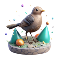 extraordinary abstract Grassland Bird Perched on Rock Isolated on Transparent Background genuine png