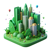 wonderful abstract Green Cityscape with Vertical Gardens Transparent Background high resolution png