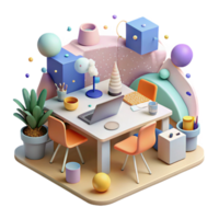 impressive abstract Modern Workplace Teamwork Collaboration Scene Transparent Background original png