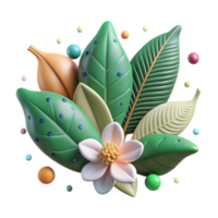 beautiful traditional Mangrove Leaves and Flowers Isolated Element Transparent Background original png