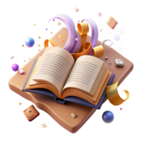 impressive creative Open Ancient Book with Script Isolated Cutout detailed png