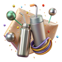 wonderful traditional Metal Straws and Reusable Water Bottle Isolated exclusive png
