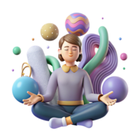 elegant abstract Person Meditating in Noisy Environment Isolated exclusive png
