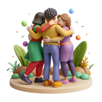 stunning contemporary Group Hugging in Community Garden Cutout on Transparent Background professional png