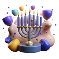 extraordinary abstract Hanukkah Menorah with Candles Isolated Element detailed png