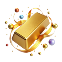 dramatic rustic Gold Bar Shiny Metal Surface with Transparent Background authentic png