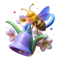impressive creative Honeybee Gathering Nectar From Bluebell Transparent Background premium png