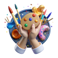 impressive modern Hands Holding Paintbrushes and Palette Transparent Background png