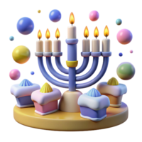 dramatic vintage Hanukkah Menorah with Candles Isolated Element premium png