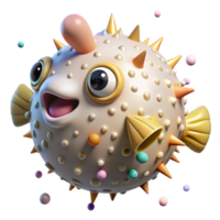 vibrant abstract Pufferfish Isolated Element Inflated Body original png