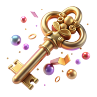 beautiful abstract Ornate Brass Key Isolated Element high quality png