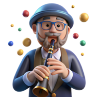 magnificent artistic Klezmer Musician Clarinet Close Up Isolated with Dark Background high resolution png