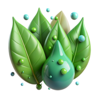 beautiful modern Green Leaves with Rain Drops Macro View Isolated high quality png