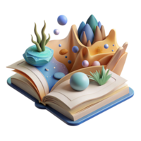 vibrant creative Open Book with Nature Scene Inside Isolated high quality png