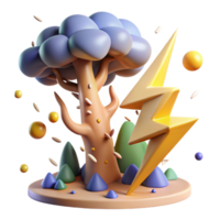 wonderful rustic Lightning Bolt Striking Tree Cutout exclusive png