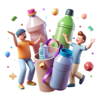 elegant rustic Group Recycling Plastic Bottles Bright Lighting Isolated detailed png