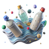 elegant modern Plastic Bottles Floating in Ocean Isolated high resolution png