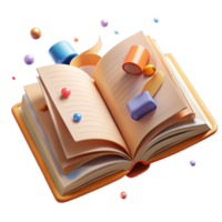 elegant modern Old Book Open with Blank Pages Transparent Background detailed png