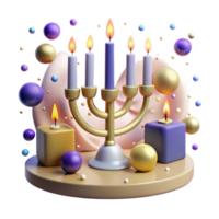 magnificent rustic Hanukkah Menorah with Candles Isolated Element exclusive png