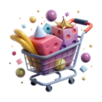 elegant classic Online Shopping Cart with Products Cutout Element authentic png
