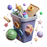 impressive rustic Recycle Bin with Paper and Cardboard Cutout premium png