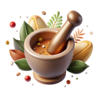 extraordinary vintage Mortar and Pestle with Spices Transparent Background professional png