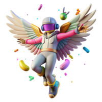 serene abstract Graffiti Winged Figure Isolated with Dynamic Flight Pose professional png