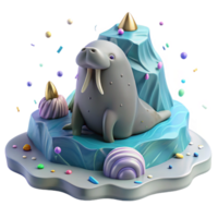 elegant classic Melting Ice Floe with Walrus Cutout Image high quality png