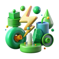 vibrant abstract Green Energy Icons Set Cutout genuine png