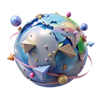 magnificent minimalist Globe with Highlighted Flight Paths Transparent professional png