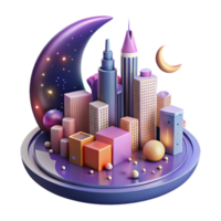 impressive abstract Nighttime City Skyline with Colorful Lights Isolated Element high resolution png