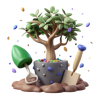 vibrant contemporary Preservation Effort Planting a Tree Cutout premium png