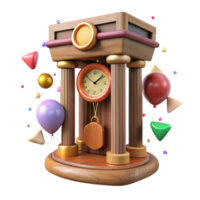 serene abstract Old Wooden Clock with Pendulum Isolated high resolution png