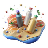 magnificent artistic Plastic Bottles Littering Shoreline Cutout Graphic high resolution png