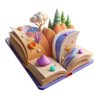 beautiful classic Open Book with Nature Scene Inside Isolated high resolution png