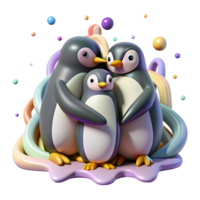 impressive rustic Penguins Huddling Together Isolated Element authentic png