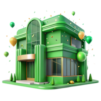 impressive abstract Green Building Facade Modern Architecture Transparent Background png