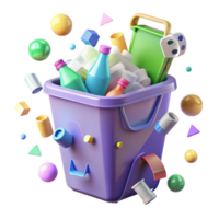 magnificent modern Recycle Bin Overflowing with Plastic Transparent Background high resolution png