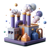 impressive rustic Industrial Factory with Smoke Scrubbers Isolated Element high resolution png