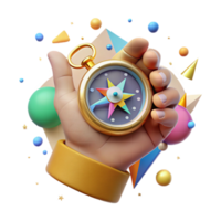 vibrant vintage Hand Holding Compass Navigating Isolated high resolution png