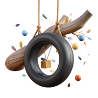 extraordinary creative Recycled Tire Swing Hanging From Tree Cutout authentic png
