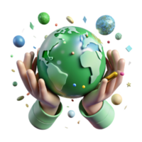 magnificent vintage Hands Holding Earth with Green Continents Transparent Background high quality png