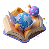 elegant classic Open Book with World Map Illustration Isolated professional png