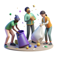elegant creative Group of People Picking Up Trash Isolated Element high resolution png