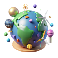 stunning rustic Globe with Renewable Energy Icons Isolated Element high quality png